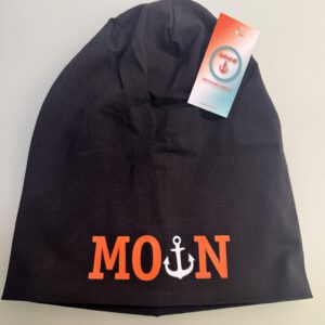 Beanie Unisex Black | Moin Orange-Weiß